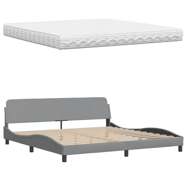 vidaXL Bed with Mattress "Hanko" Light Grey 200x200 cm Fabric