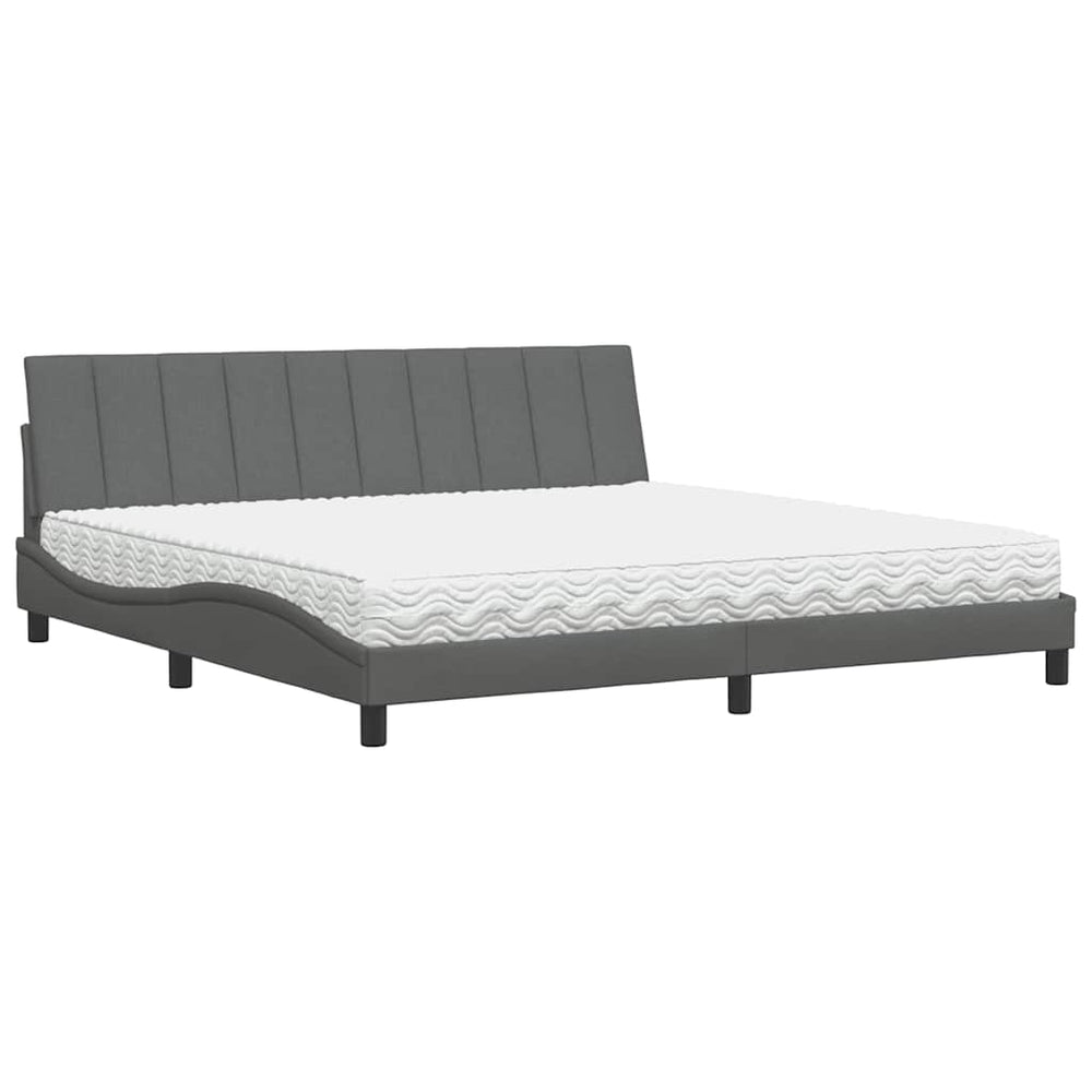 vidaXL Bed with Mattress "Hanko" Dark Gray 200x200 cm Fabric