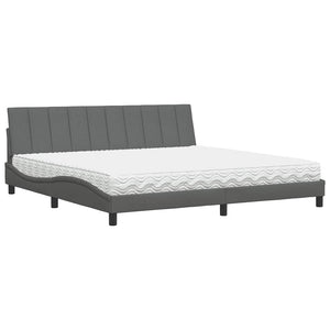 vidaXL Bed with Mattress "Hanko" Dark Gray 200x200 cm Fabric