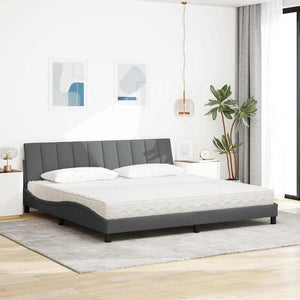 vidaXL Bed with Mattress "Hanko" Dark Gray 200x200 cm Fabric