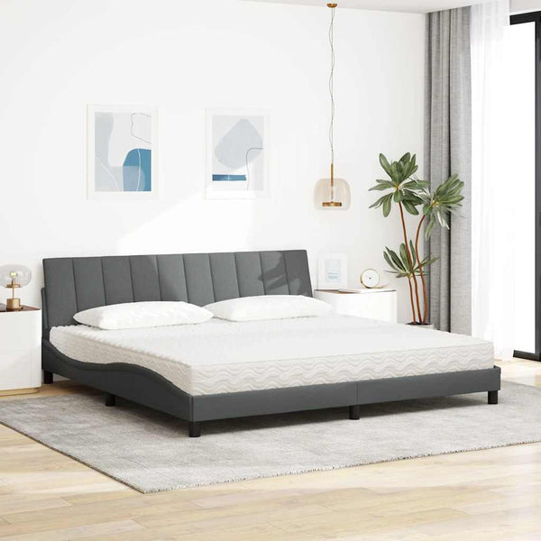 vidaXL Bed with Mattress "Hanko" Dark Gray 200x200 cm Fabric