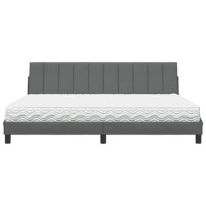 vidaXL Bed with Mattress "Hanko" Dark Gray 200x200 cm Fabric