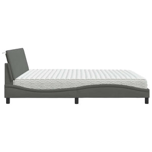 vidaXL Bed with Mattress "Hanko" Dark Gray 200x200 cm Fabric