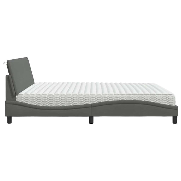 vidaXL Bed with Mattress "Hanko" Dark Gray 200x200 cm Fabric