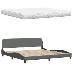 vidaXL Bed with Mattress "Hanko" Dark Gray 200x200 cm Fabric