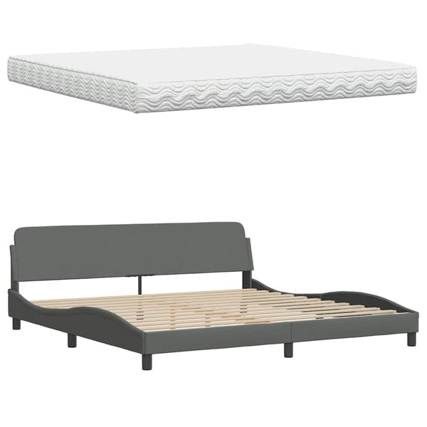 vidaXL Bed with Mattress "Hanko" Dark Gray 200x200 cm Fabric