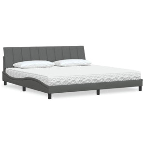 vidaXL Bed with Mattress "Hanko" Dark Gray 200x200 cm Fabric