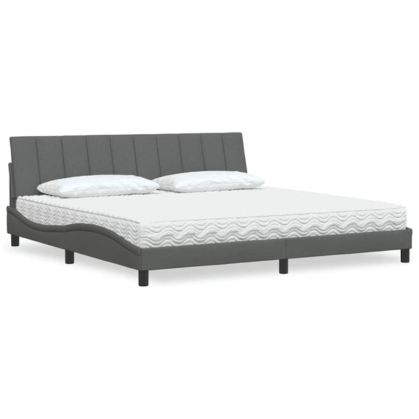 vidaXL Bed with Mattress "Hanko" Dark Gray 200x200 cm Fabric