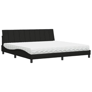 vidaXL Bed with Mattress "Hanko" Black 200x200 cm Fabric
