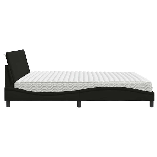 vidaXL Bed with Mattress "Hanko" Black 200x200 cm Fabric