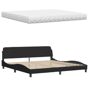 vidaXL Bed with Mattress "Hanko" Black 200x200 cm Fabric