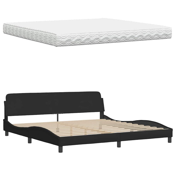 vidaXL Bed with Mattress "Hanko" Black 200x200 cm Fabric