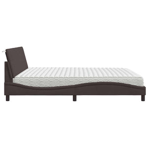 vidaXL Bed with Mattress "Hanko" Dark Brown 200x200 cm Fabric