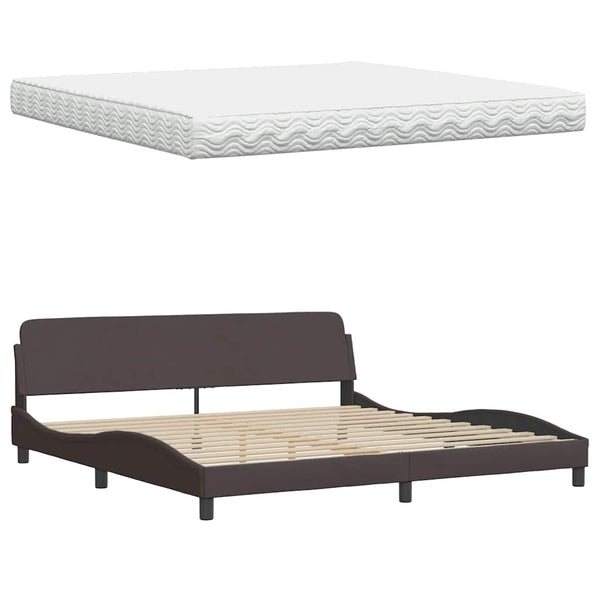 vidaXL Bed with Mattress "Hanko" Dark Brown 200x200 cm Fabric
