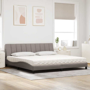 vidaXL Bed with Mattress "Hanko" Taupe 200x200 cm Fabric