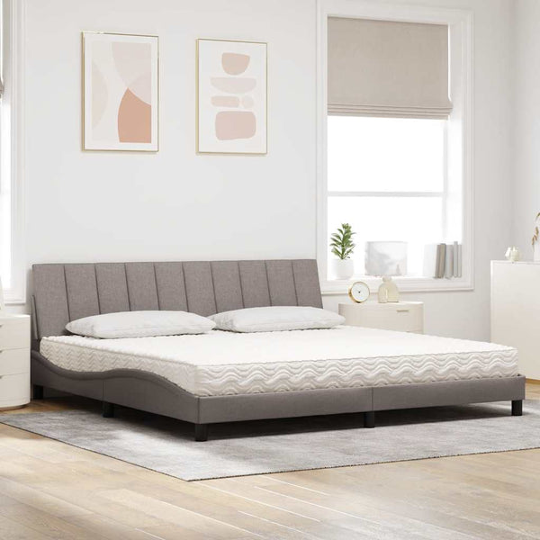 vidaXL Bed with Mattress "Hanko" Taupe 200x200 cm Fabric