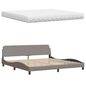 vidaXL Bed with Mattress "Hanko" Taupe 200x200 cm Fabric