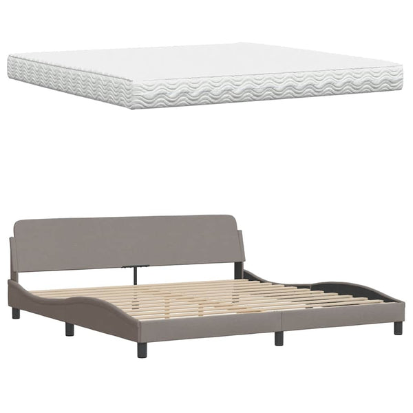 vidaXL Bed with Mattress "Hanko" Taupe 200x200 cm Fabric