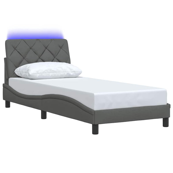 vidaXL LED Bed Frame without Mattress Dark Grey 80x200 cm Fabric