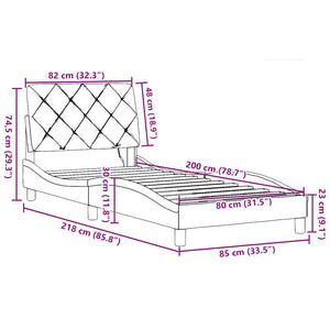 vidaXL LED Bed Frame without Mattress Dark Grey 80x200 cm Fabric