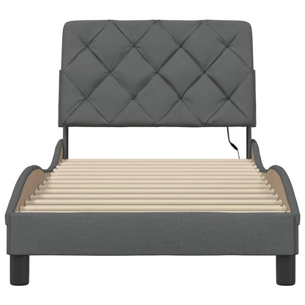 vidaXL LED Bed Frame without Mattress Dark Grey 80x200 cm Fabric