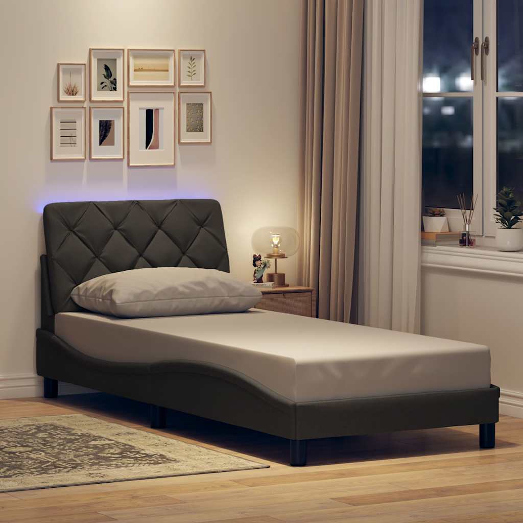 vidaXL LED Bed Frame without Mattress Dark Grey 80x200 cm Fabric