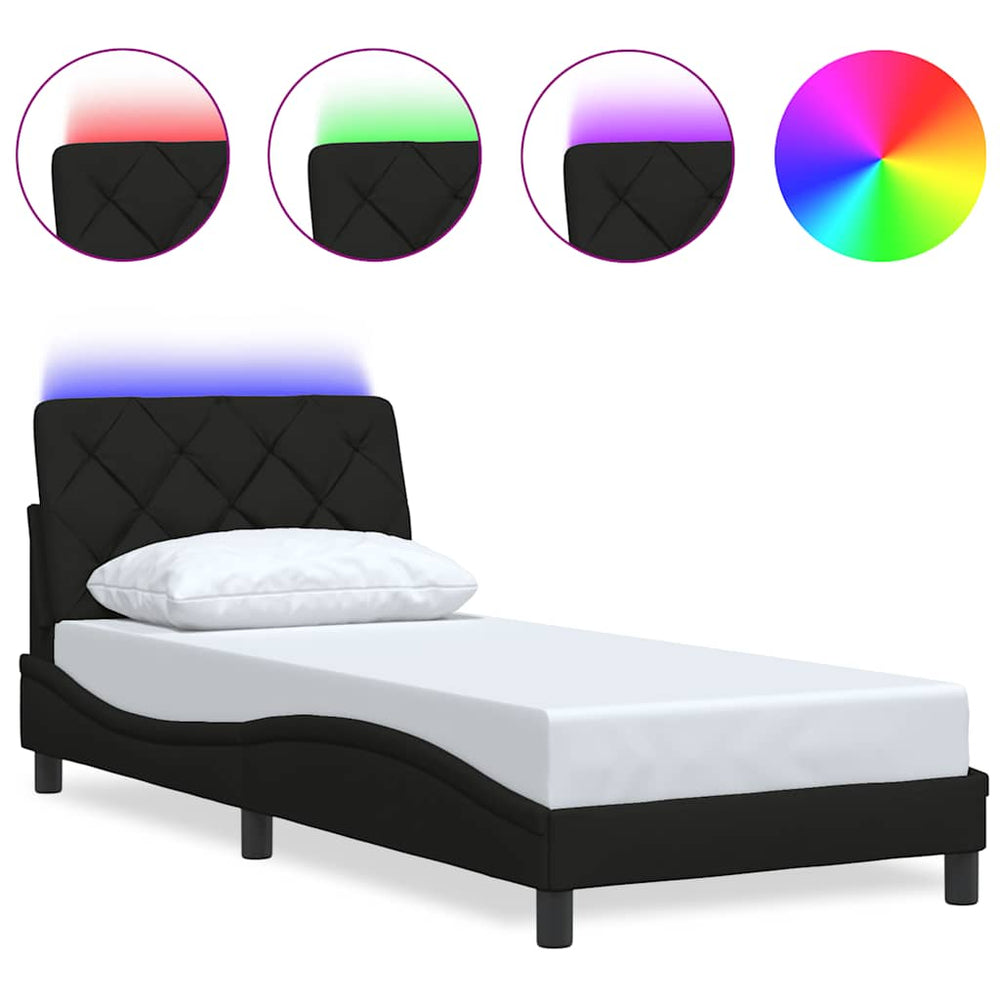 vidaXL LED Bed Frame without Mattress Black 80x200 cm Fabric
