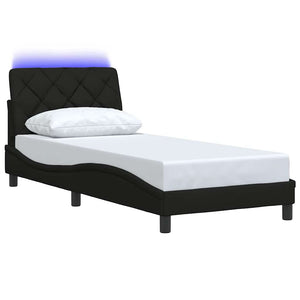 vidaXL LED Bed Frame without Mattress Black 80x200 cm Fabric
