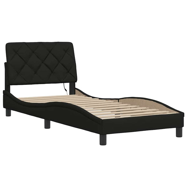vidaXL LED Bed Frame without Mattress Black 80x200 cm Fabric