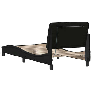 vidaXL LED Bed Frame without Mattress Black 80x200 cm Fabric