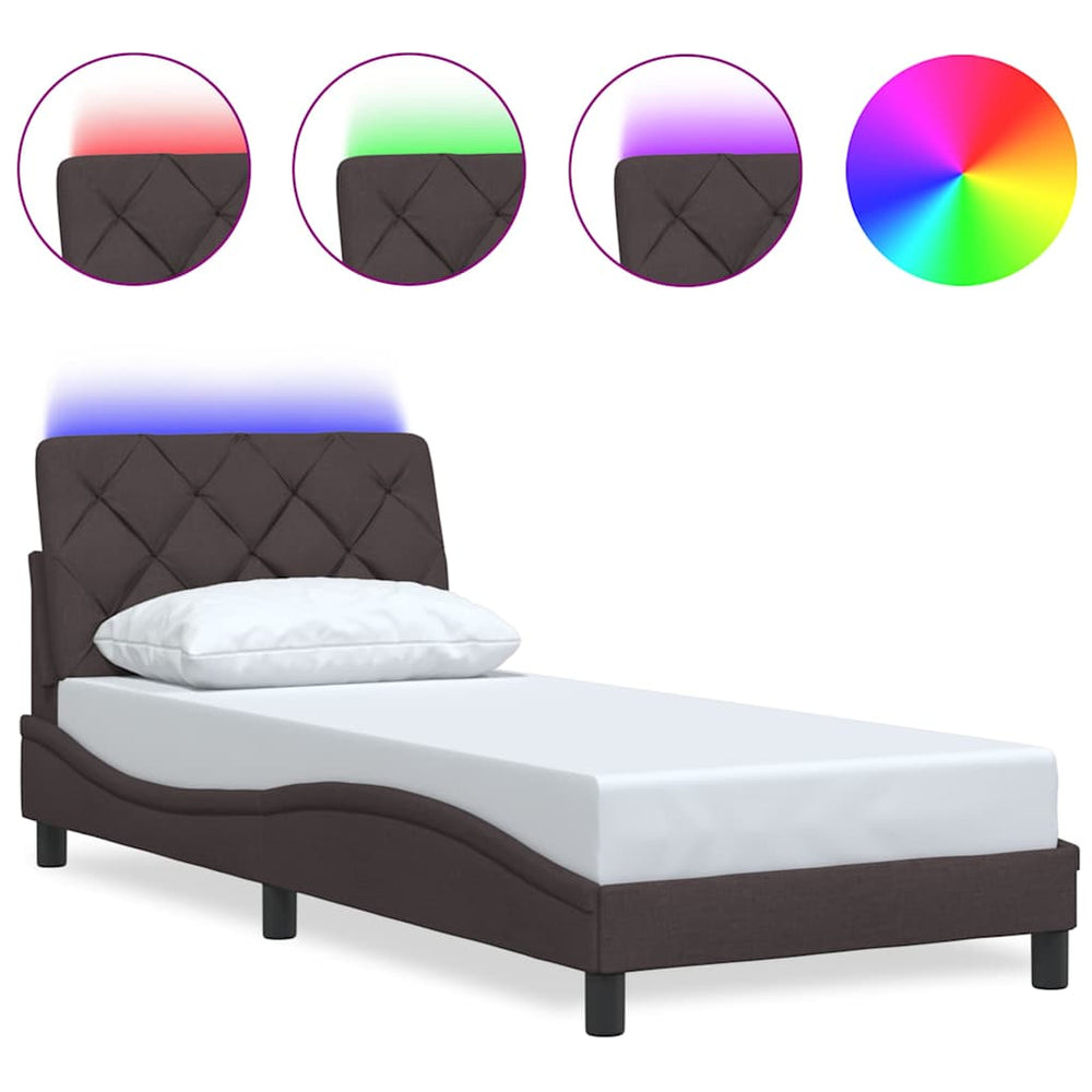 vidaXL LED Bed Frame without Mattress Dark Brown 80x200 cm Fabric