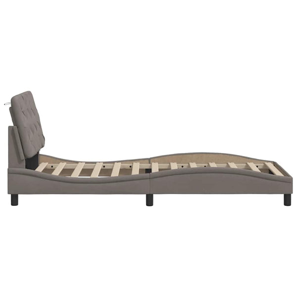 vidaXL Bed Frame with LED, without Mattress, Taupe 80x200 cm Fabric