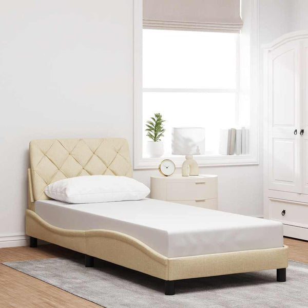 vidaXL LED Bed Frame without Mattress Cream 80x200 cm Fabric