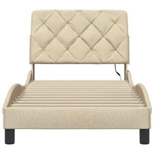 vidaXL LED Bed Frame without Mattress Cream 80x200 cm Fabric
