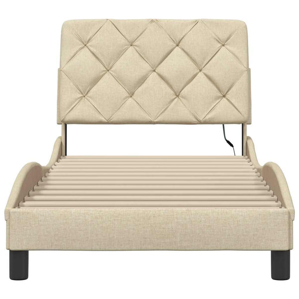 vidaXL LED Bed Frame without Mattress Cream 80x200 cm Fabric