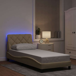 vidaXL LED Bed Frame without Mattress Cream 80x200 cm Fabric