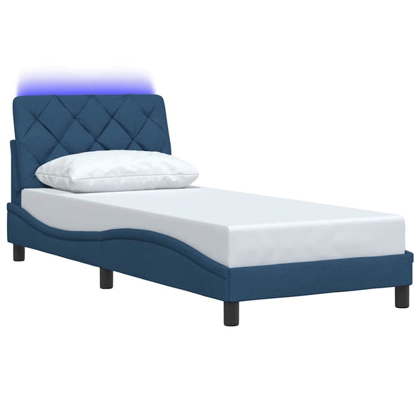 vidaXL LED Bed Frame without Mattress Blue 80x200 cm Fabric