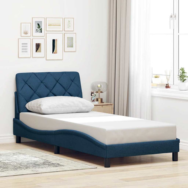 vidaXL LED Bed Frame without Mattress Blue 80x200 cm Fabric