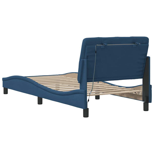 vidaXL LED Bed Frame without Mattress Blue 80x200 cm Fabric
