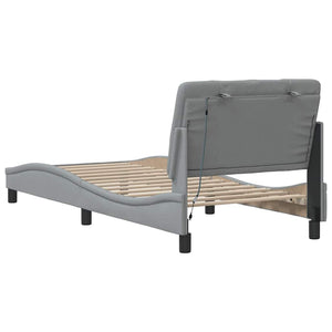 vidaXL LED Bed Frame without Mattress Light Gray 90x190 cm Fabric