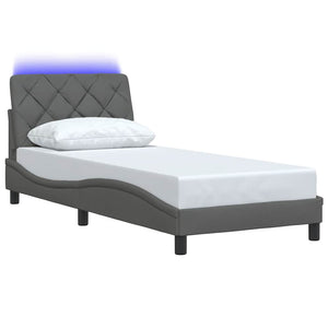 vidaXL LED Bed Frame without Mattress Dark Grey 90x190 cm Fabric