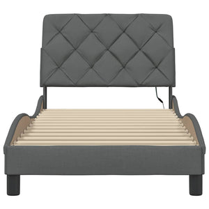 vidaXL LED Bed Frame without Mattress Dark Grey 90x190 cm Fabric