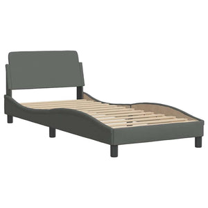 vidaXL LED Bed Frame without Mattress Dark Grey 90x190 cm Fabric