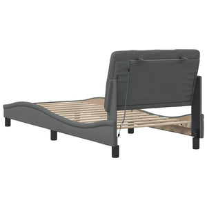 vidaXL LED Bed Frame without Mattress Dark Grey 90x190 cm Fabric