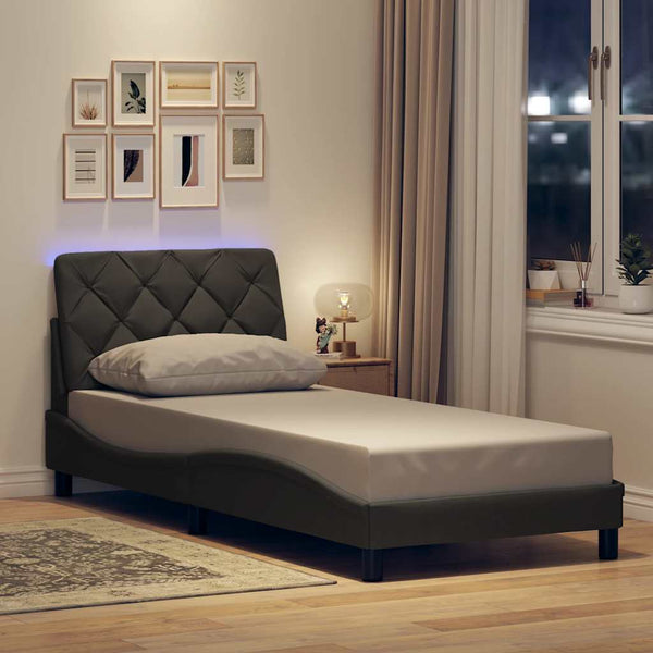 vidaXL LED Bed Frame without Mattress Dark Grey 90x190 cm Fabric