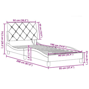 vidaXL LED Bed Frame with Slats Without Mattress Black 90x190 cm Fabric