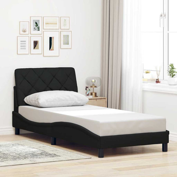 vidaXL LED Bed Frame with Slats Without Mattress Black 90x190 cm Fabric