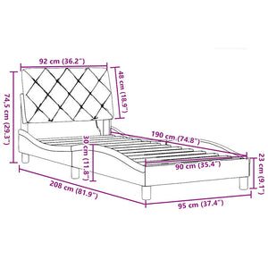 vidaXL LED Bed Frame without Mattress Taupe 90x190 cm Fabric