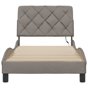 vidaXL LED Bed Frame without Mattress Taupe 90x190 cm Fabric