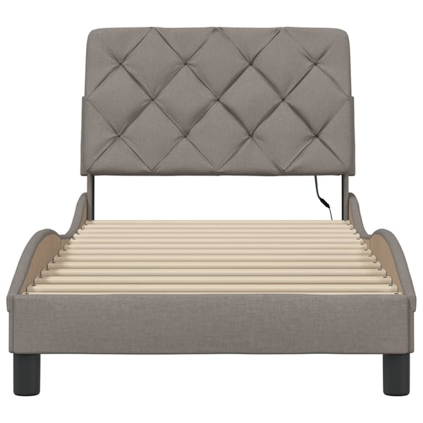vidaXL LED Bed Frame without Mattress Taupe 90x190 cm Fabric